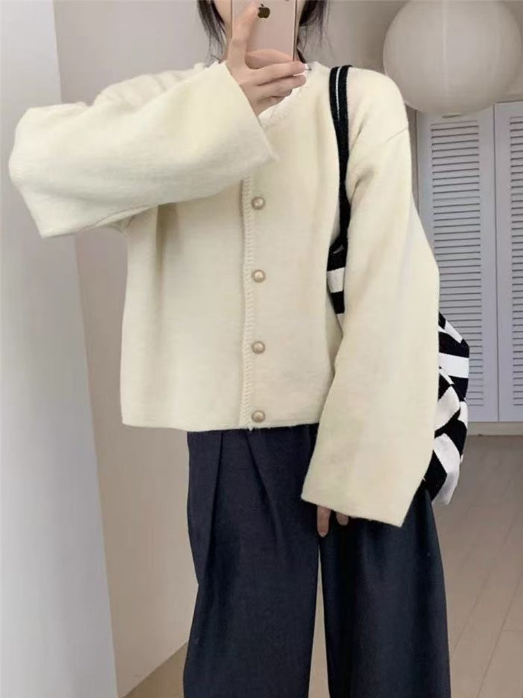 法式灰色小香风毛衣开衫女秋季高级感短款针织外套宽松外搭上衣,针织衫/毛衣,萱芳婷羊绒