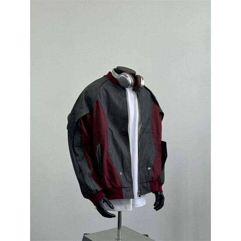 【有货】8164CC-P78解构拼接皮衣外套男潮牌飞行夹克棒球服,男装夹克,星座1007（原301D）