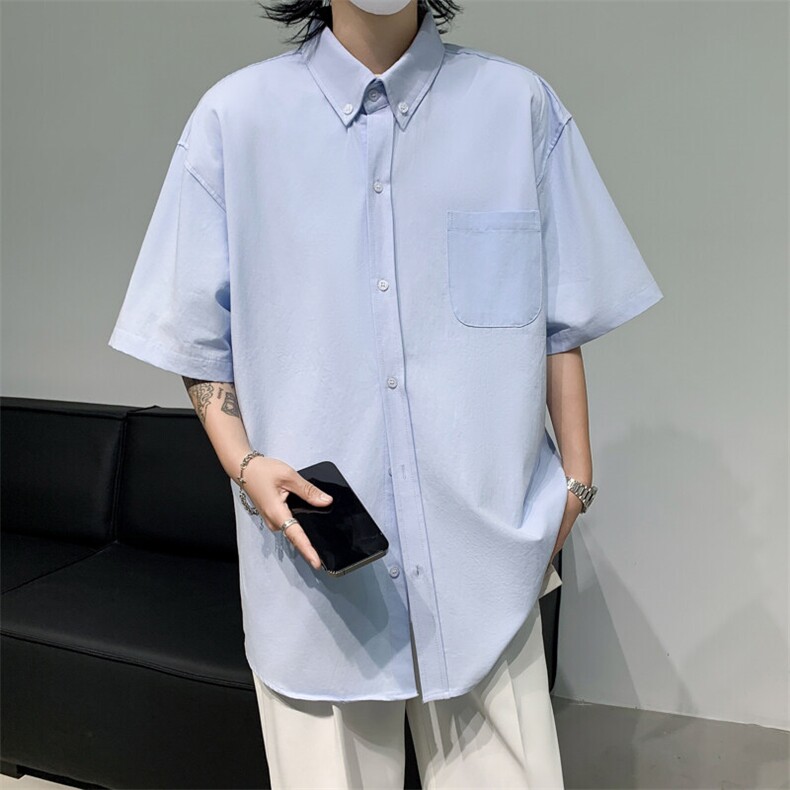 简约夏天薄款冰丝肌理感短袖衬衫时尚穿搭休闲半袖LC430P32,男装T恤,星座1013-1