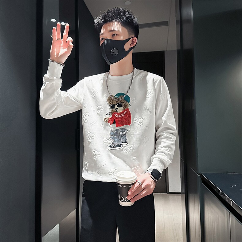 轻奢小熊卫衣男高级感痞帅潮流社会小伙店主风外套301C-WY35-P58,女装短外套,星座301C（原B323）