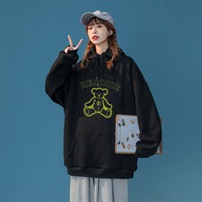 克莱因蓝宽松中性港风卫衣男加绒加厚外套X416B-1-WL187-P45限58，男装卫衣，星座416B-1