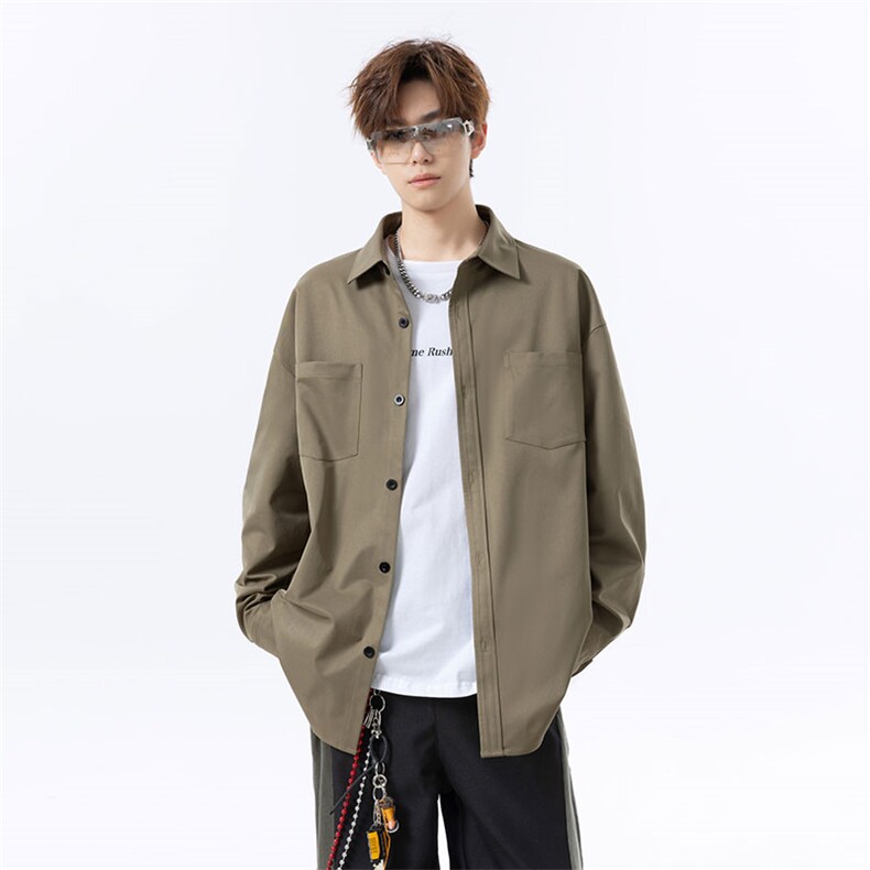 纯色重磅长袖衬衫男大码衬衣上衣外套C2209-P32【特价】,男装衬衫,电商A007