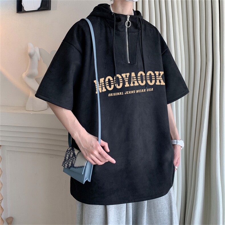 数据款！夏季麂皮绒连帽短袖潮流半袖T恤RTM3025-p50控78,男装T恤,电商B370