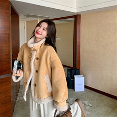 软糯奶呼呼加厚保暖皮毛一体外套2601P195K298，女装皮草，2C029