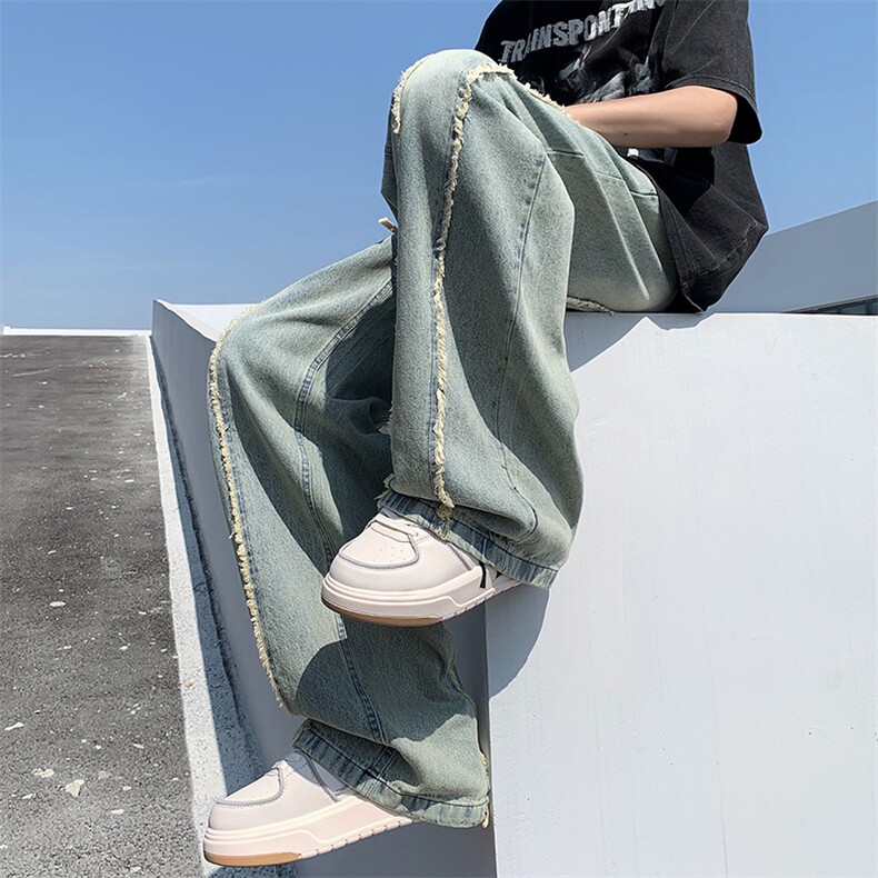 新款薄款宽松百搭休闲裤男2024春夏季美式高街牛仔裤K6344-P45,男装牛仔裤,星座512-2