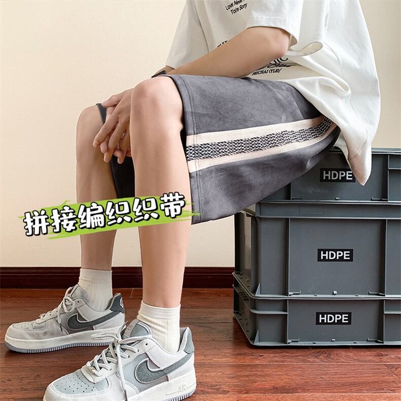 夏季短裤男宽松港风撞色百搭五分裤运动短裤DK0408-P45控68图片