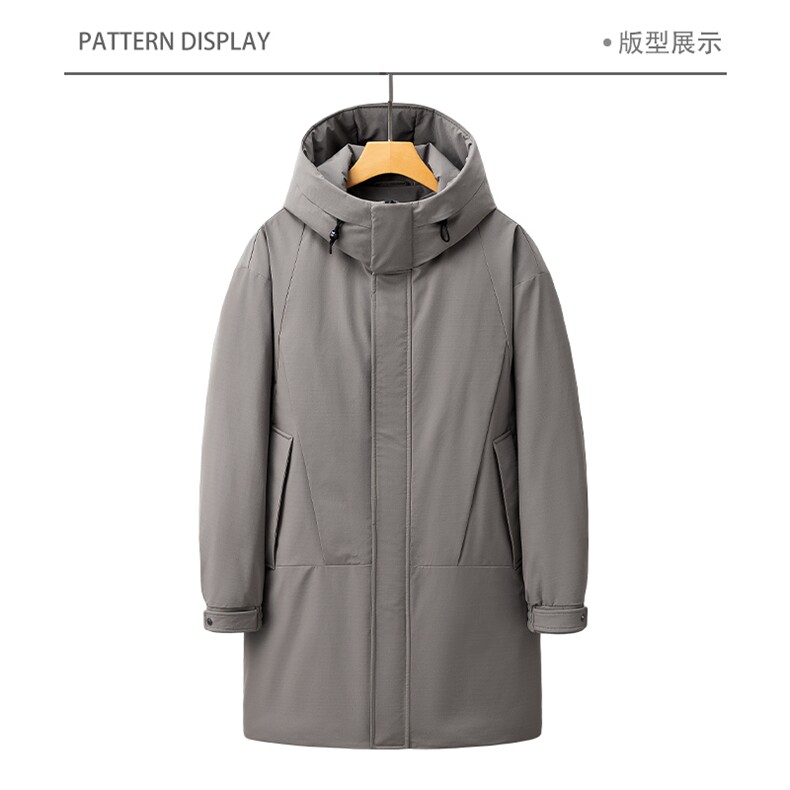 2025新款冬季中长款纯色连帽风衣羽绒服889P395,男装风衣,电商A355（原A415）