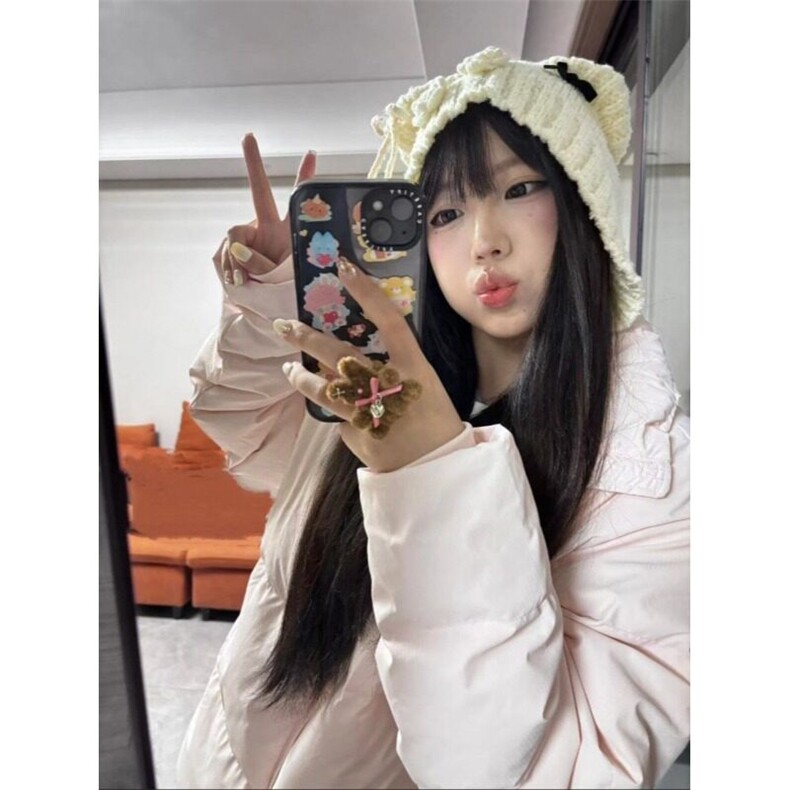韩版辣妹粉色字母印花保暖棉服外套女冬季新款百搭棉衣立领面包服,男装夹克,星座506A