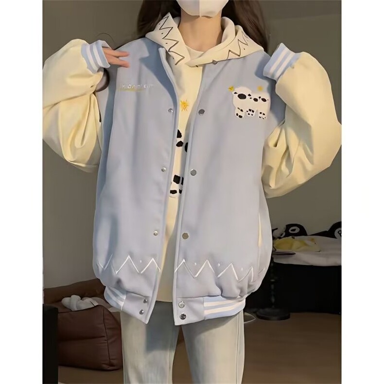 龙凤呢拼皮夹克日系简约流行潮流原宿文艺ins慵懒气质新款时尚,男装夹克,星座506A