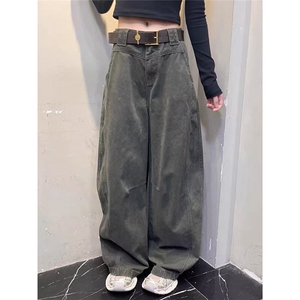现货 美式宽松全棉宽松休闲弯刀裤女K7830/P52图片
