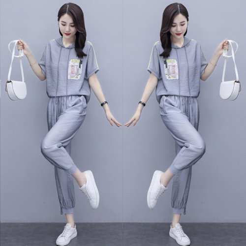 2022夏季新款时尚显瘦休闲套装女宽松百搭两件套,女装套装/套裙,半夏