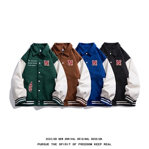 白底23春季时尚潮流印花拼色翻领棒球服宽松夹克外套G601P85控98图片