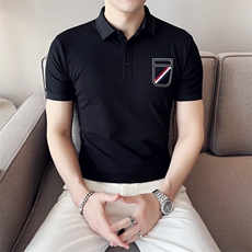 2024新款丝光珠地面料修身翻领短袖POLO衫男PL9302-p55，男装Polo衫，电商D303