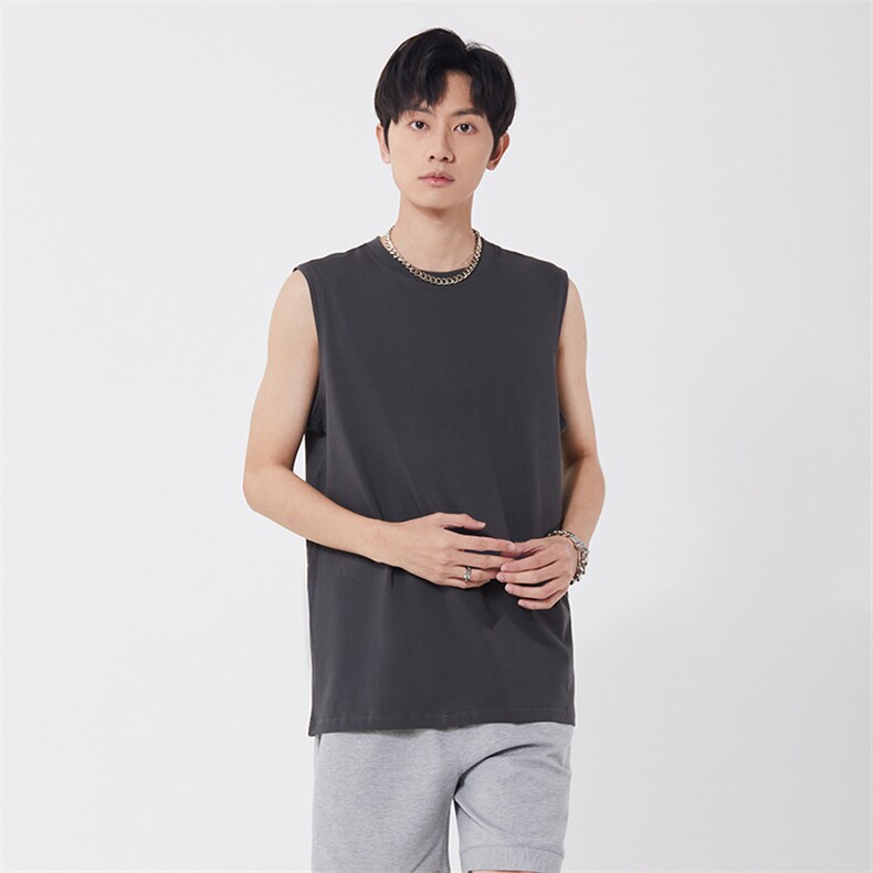 大板纯棉情侣男士宽松纯色高质量圆领背心打底团体班服汗衫,男装背心/马甲,星座301D-4(原星座1004-4）