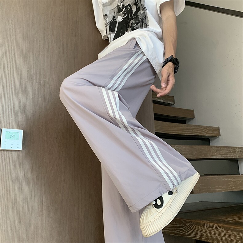 夏季薄款条纹休闲裤垂感速干新款宽松直筒运动裤,男装休闲裤,星座410-7