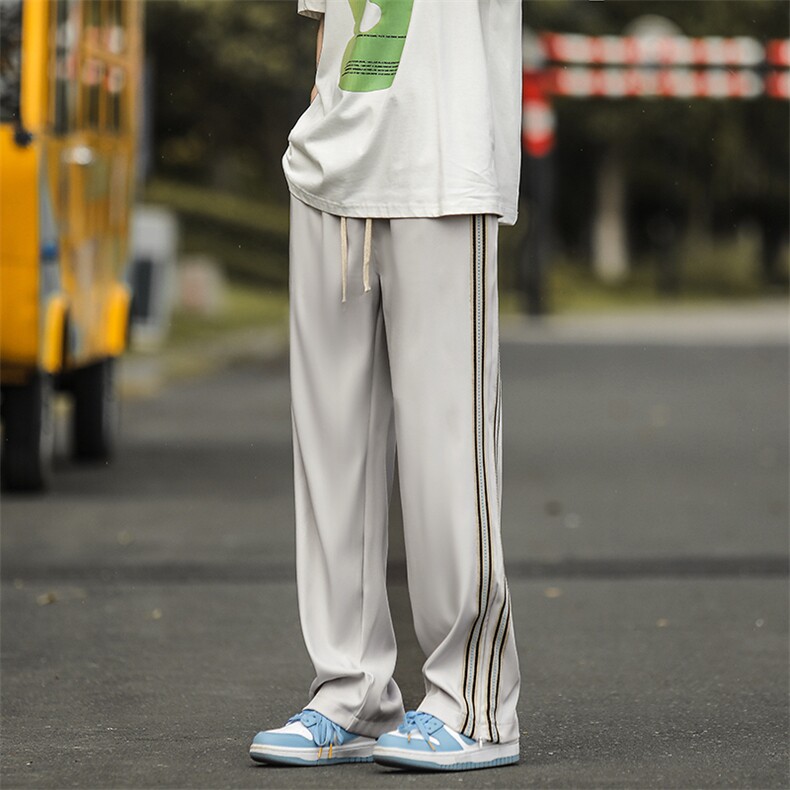 休闲裤男韩版潮拼色裤脚开衩2026春夏季新款ins宽松长裤K3388-P37,男装休闲裤,星座412