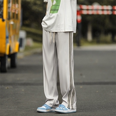 休闲裤男韩版潮拼色裤脚开衩2026春夏季新款ins宽松长裤K3388-P37，男装休闲裤，星座412