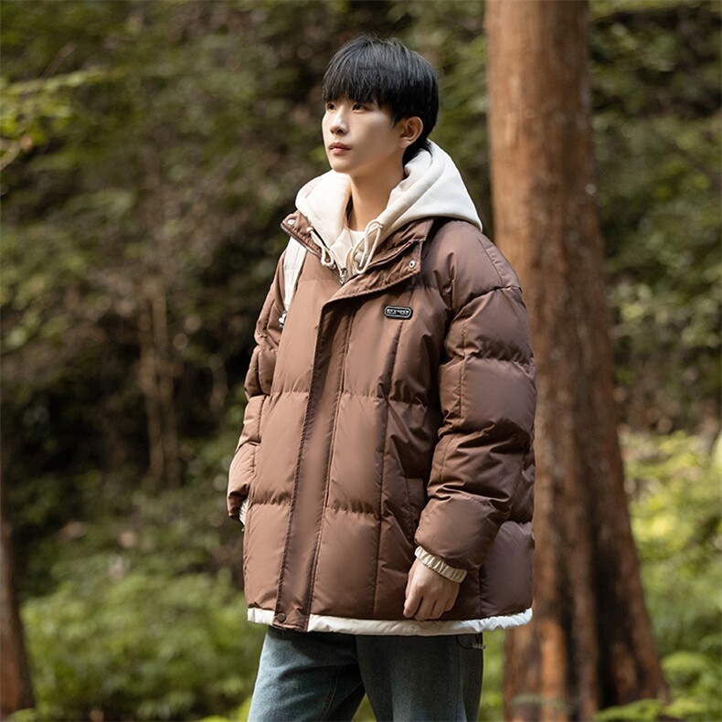 连帽假两件男式棉衣加厚冬季棉服格子棉袄潮流款A266-WMY2311-P75图片