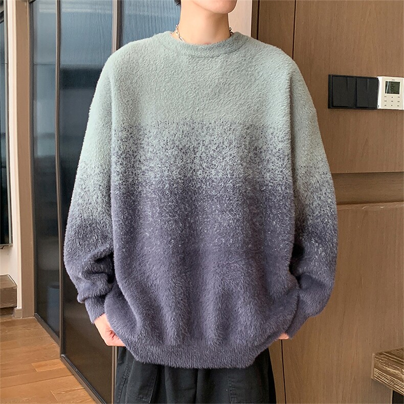 311B-1-CM-3958-P65控89港风貂毛水貂绒渐变提花春色大码针织毛衣,男装针织衫/毛衣,星座311B-1