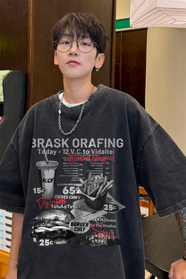 直播品质240克重磅水洗做旧短袖t恤男女SDX235-特P25控48,男装T恤,电商B367