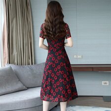 植物花卉潮流休闲时尚中长款气质件2021年夏季连衣裙，女装连衣裙，江南富贵女