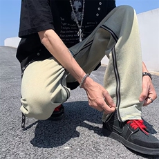 美式牛仔裤男韩版潮流拉链开衩高街帅气2026夏季ins长裤RK358-P55，男装牛仔裤，星座412