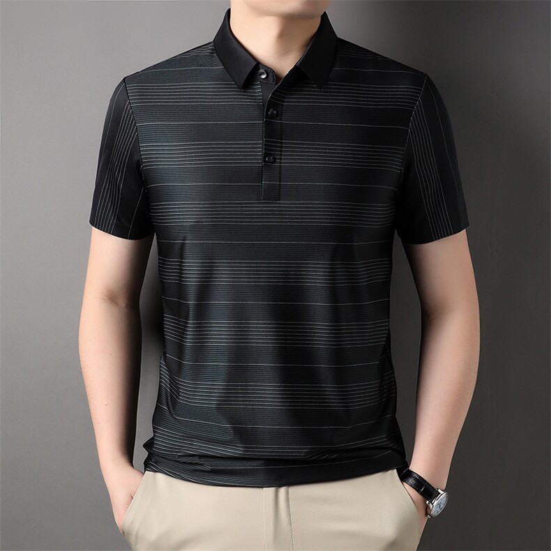 AL5902钱塘2020-3夏季新款男士短袖T恤翻领条纹休闲上衣高品质P60,男装T恤,钱塘207-3