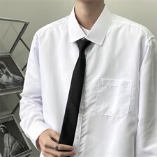 送领带长袖衬衫男情侣宽松衬衣潮流韩版学院风痞帅上衣c021-p30，男装衬衫，星座1008-1