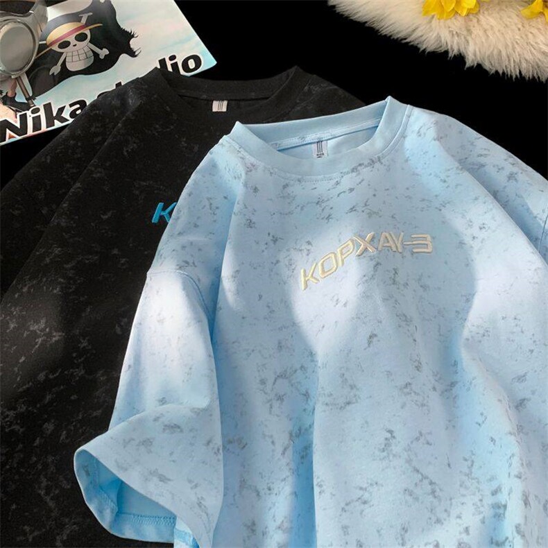 25新款夏季脏脏布重磅300克刺绣短袖T恤B208-DX2502-P38控58，男装T恤，电商B208