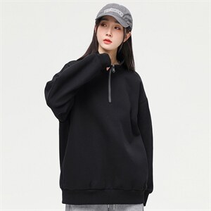 秋季新款基础纯色潮流宽松半高领休闲卫衣情侣款A305-EY-3617-P65图片