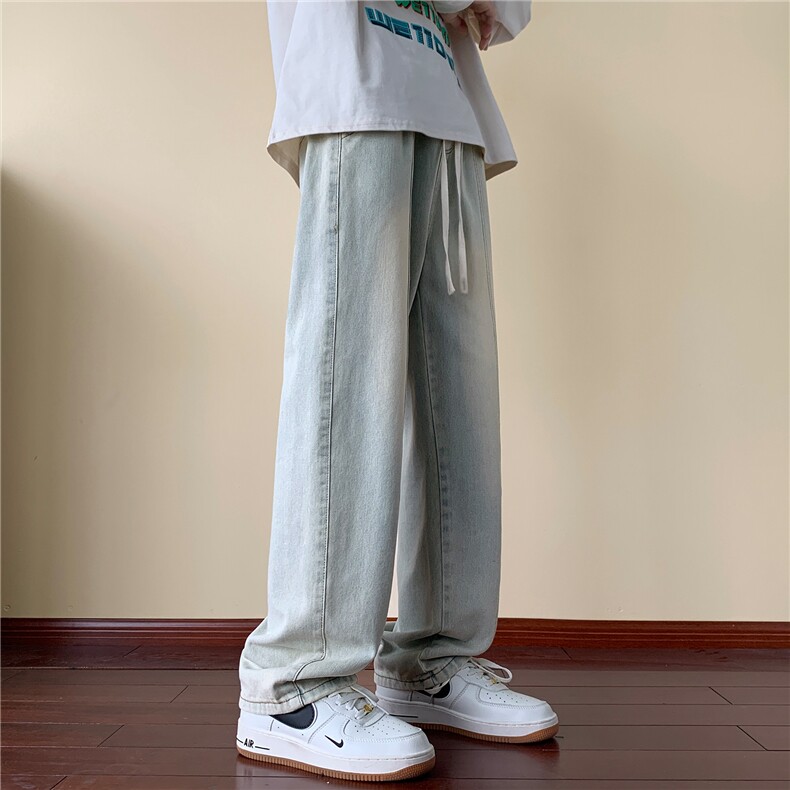 美式复古拼接牛仔裤男24春宽松直筒高街裤子A166-K274-特P35控68,男装牛仔裤,电商A166