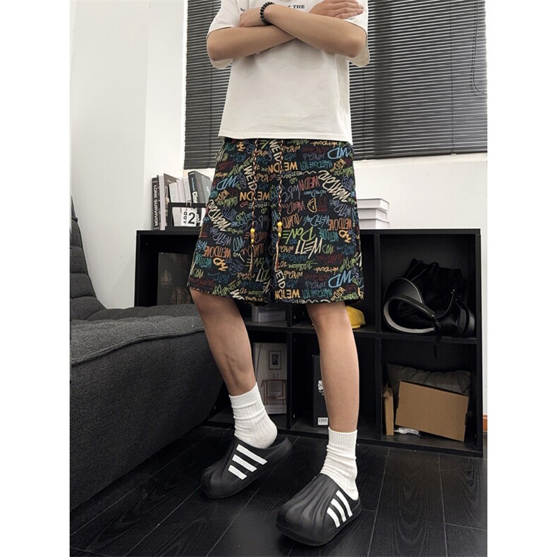 B221美式ins高街暗黑宽松民族风五分裤短裤LK25541-特P28控58,男装休闲裤,电商B221