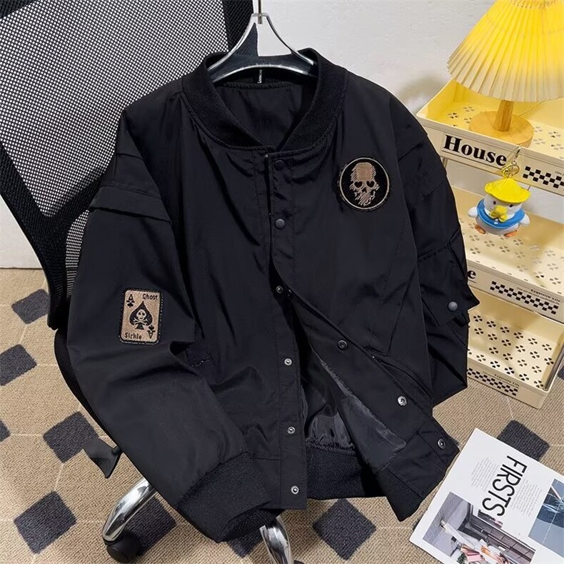 高质量棒球服夹克男士韩版潮流刺绣宽松2024冬季ins外套W6238-P93,男装夹克,星座412-3