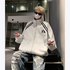 wassuphappy美式开衫卫衣男春秋季潮牌连帽宽松上衣重磅休闲外套，男装卫衣，电商C306-1