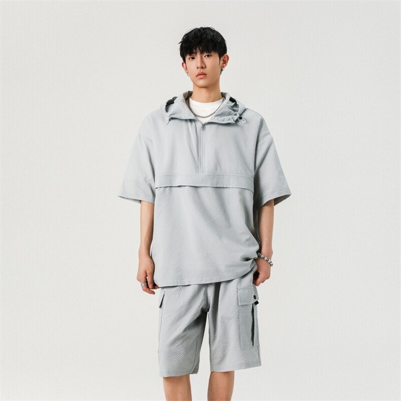 运动套装男士夏季工装短袖短裤休闲搭配两件套A406TZ2876特P68,男装休闲套装,星座309（原A406）