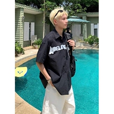 潮牌设计感印花小个子短袖衬衫情侣宽松百搭休闲外套C9198，男装T恤，星座1116A（原606A-3）