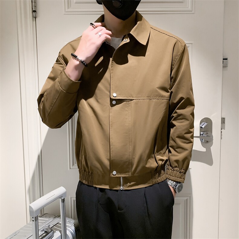 社会小伙风翻领春秋韩版痞帅时尚休闲百搭春款夹克JK082-P85控125,男装夹克,电商A413