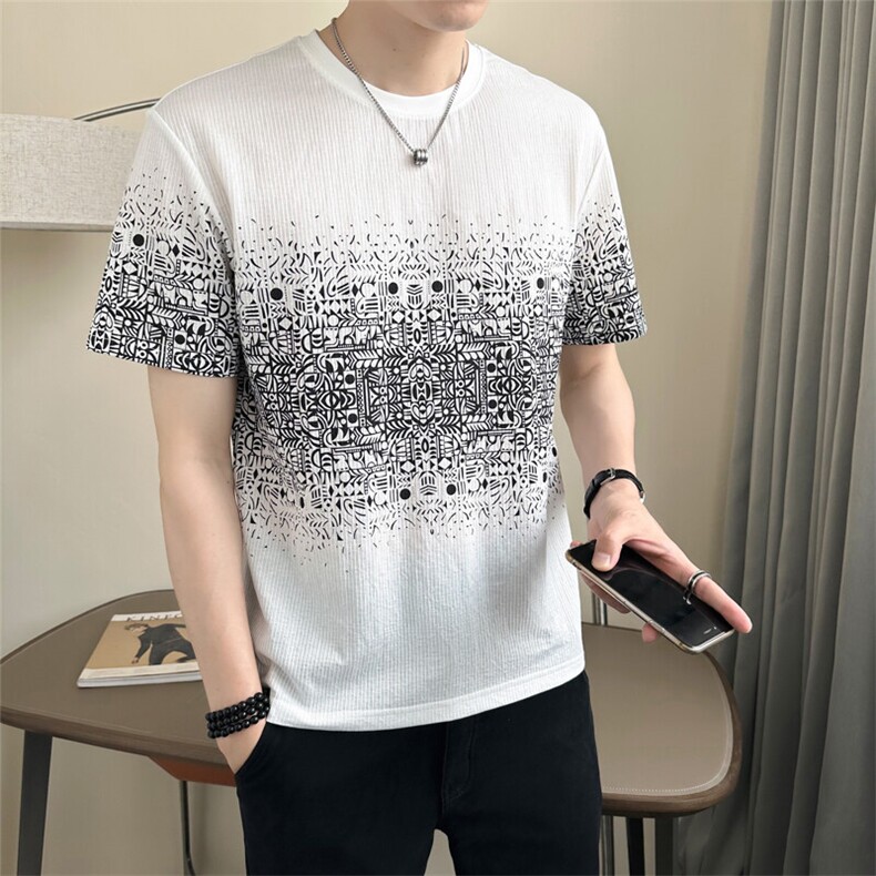 店主风棉麻定制面料品质高级感冰丝短袖t恤男C317-77191-P55,男装T恤,电商C317