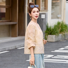新中式重工钉珠刺绣外套女2025春夏新款休闲欧根纱薄款防晒衣开衫，女装短外套，沁沁公主