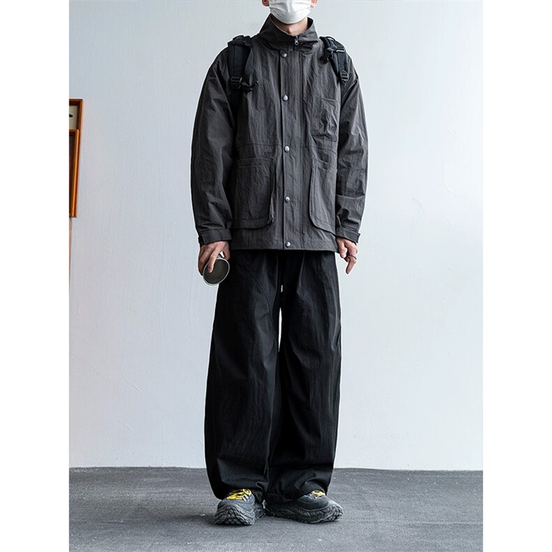网图慎用斜切褶皱直筒休闲裤男大码阔腿工装裤K24125-特P28控58,男装工装外套,电商A001