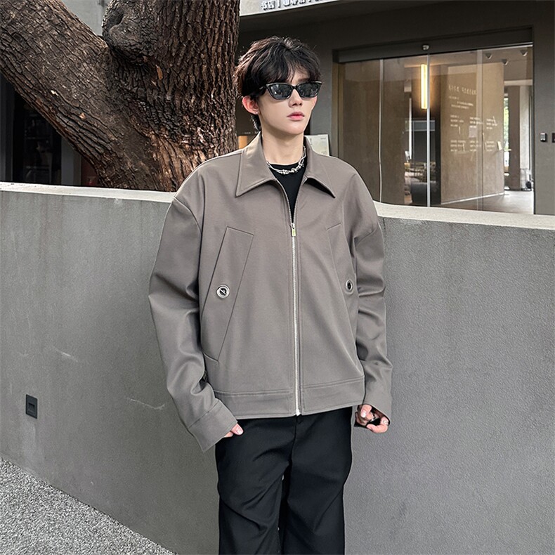 秋冬结构设计金属感休闲小夹克环拴扣痞帅老钱风外套上衣961P98,男装夹克,电商A458A
