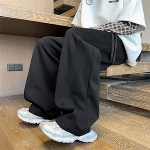 K25101批45控68  秋季美式弯刀裤罗纹拼接休闲裤百搭长裤子男裤图片