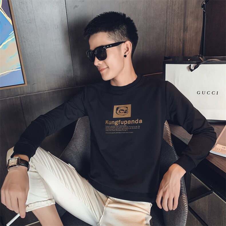 白色2023春装社会小伙修身印花圆领卫衣男潮W044-P48控价68,男装卫衣,电商A108