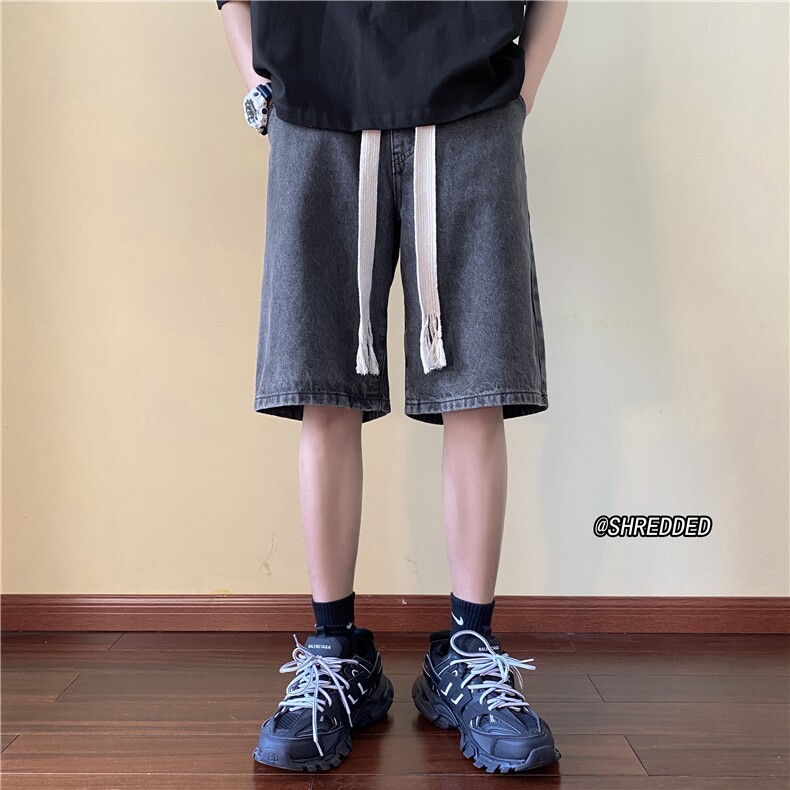 新款大粗抽绳港风夏季基础双色休闲牛仔五分裤K5036B315P45控55,男装牛仔裤,电商B315