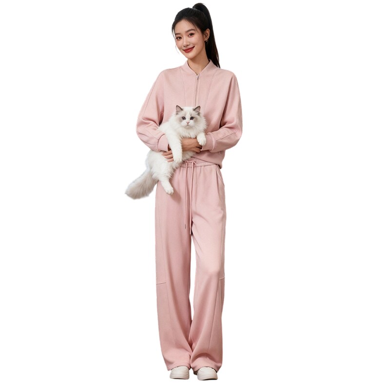 潮流时尚百搭套装女冬新款时髦显瘦圆领印花长袖卫衣阔腿裤两件套,女装套装/套裙,2C310