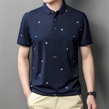 2023夏季新款短袖t恤男士夏装冰丝polo衫衣服中老年男装体恤上衣，男装T恤，电商B212（原钱塘6029）