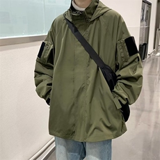 工装连帽冲锋衣夹克男秋季潮痞帅宽松高街学生休闲外套JK2284-P65，男装夹克，星座1008-1
