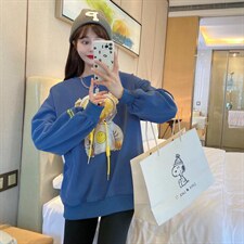 现货冬款韩版休闲加绒卫衣，女装卫衣/绒衫，泽妤