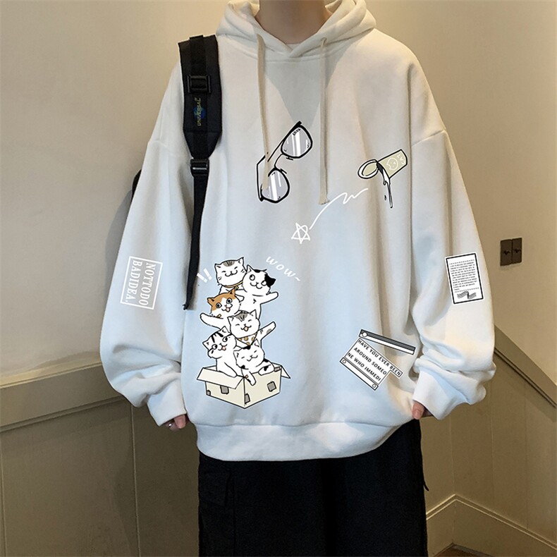纯棉连帽卫衣男大码运动帽衫宽松薄WY2115-P35加绒款-P40,男装卫衣,电商A040