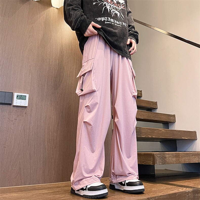 8XL-M特大码冰丝裤男美式工装裤高腰垂感宽松防晒阔腿裤K962P45,男装防晒衣,电商D206-1